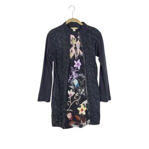 Windhorse Asymmetrical Zip Tunic Jacket Cotton Art Applique Nepal Size Large